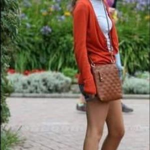 Rusty Orange Waist Length Cardigan